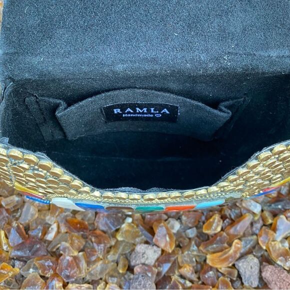 NWOT Ramla Multicolored Crossbody/Clutch Bag w/Mosaic Stones Handmade in Moracco - Picture 8 of 8